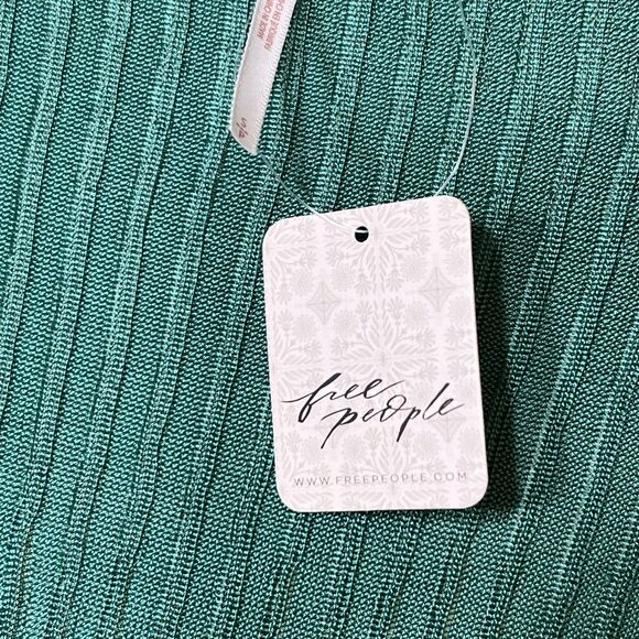 Free People Sweater Womens Small Green Ribbed V-Neck Long Sleeve Knit OB1361173 - Picture 9 of 13